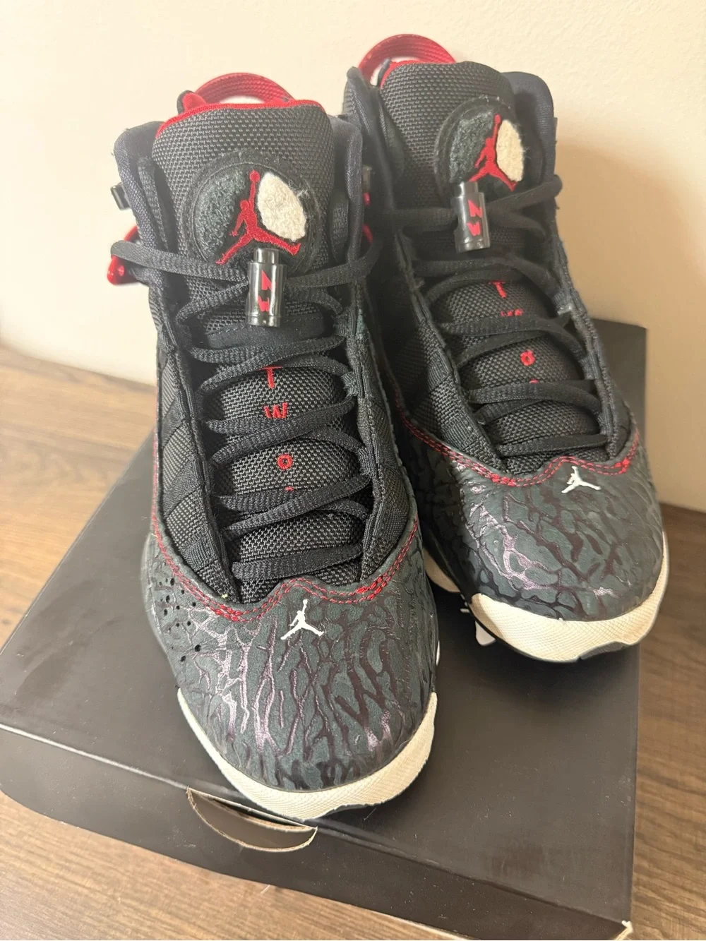 Jordan Kids' Black with Red Accent Basketball Sneakers